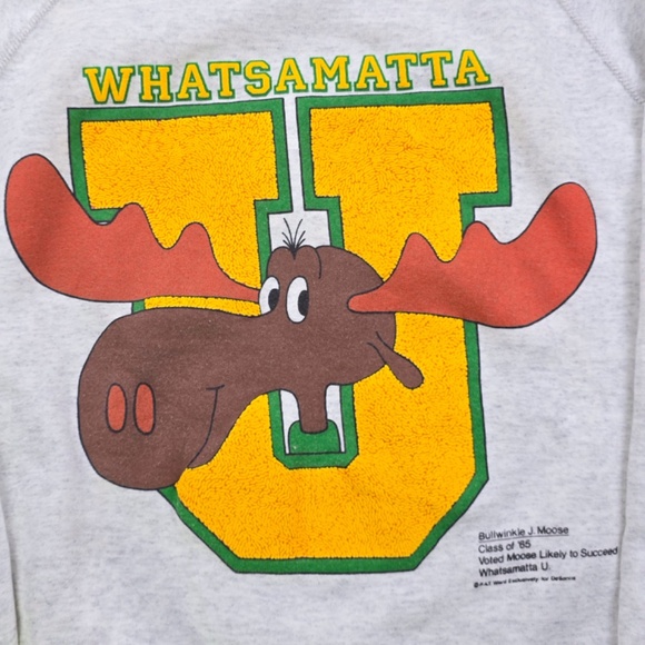 Rare Vintage Bullwinkle J Moose Whatsamatta University Class Of 65 Sweatshirt XL - Picture 2 of 6